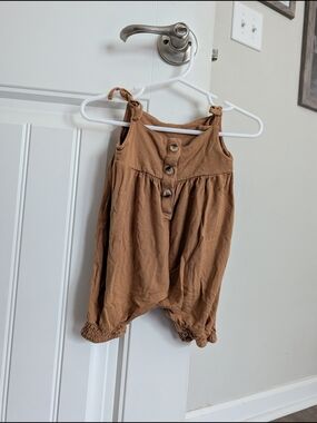 kate quinn Brown Button-Front Baby Romper